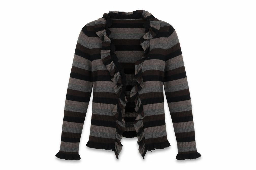 Marks and Spencer Women’s Brown Striped Ruffle Cardigan UK 14