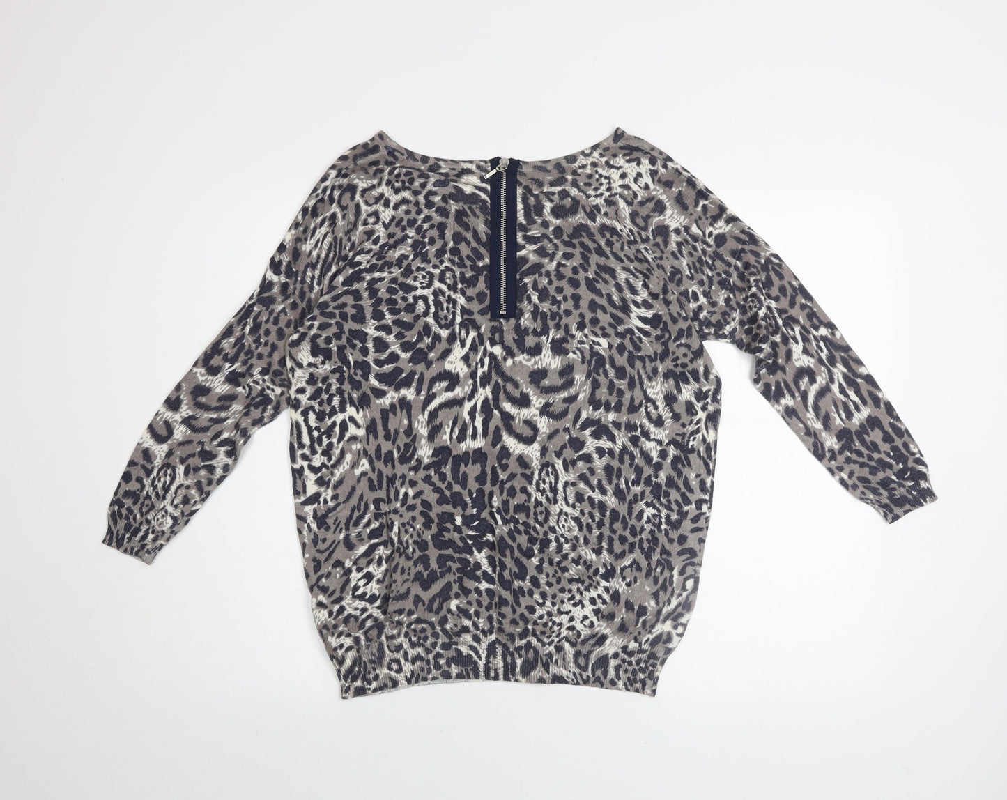 Wallis Women’s Grey Animal Print Petite Jumper Size S