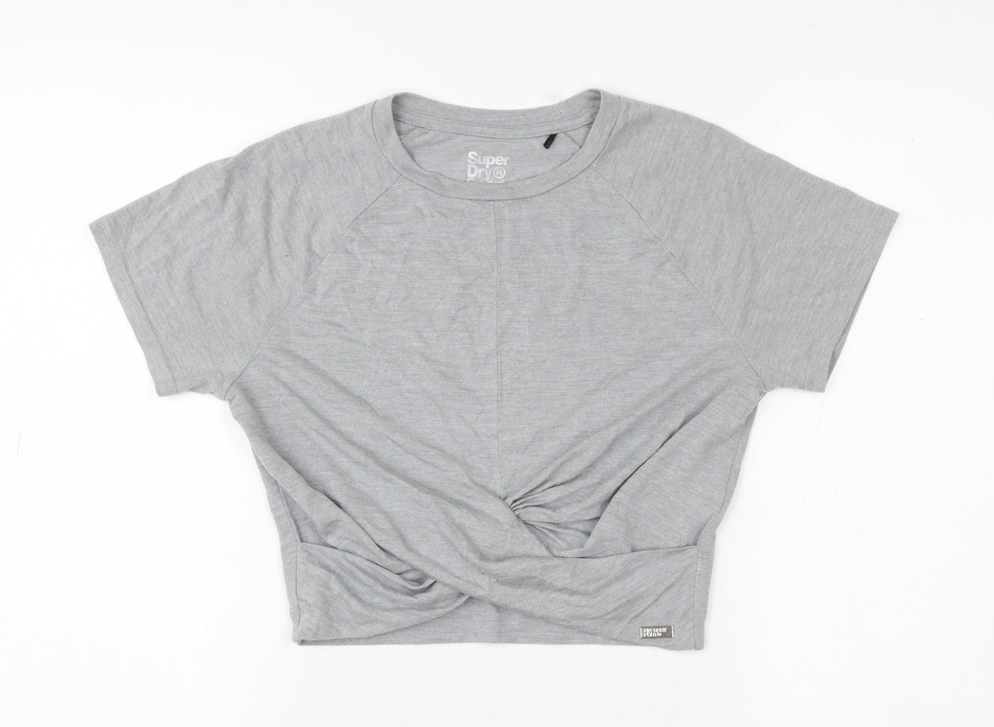 Superdry Women’s Grey Cropped Twist Front T-Shirt Size 10