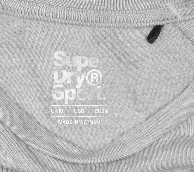 Superdry Women’s Grey Cropped Twist Front T-Shirt Size 10