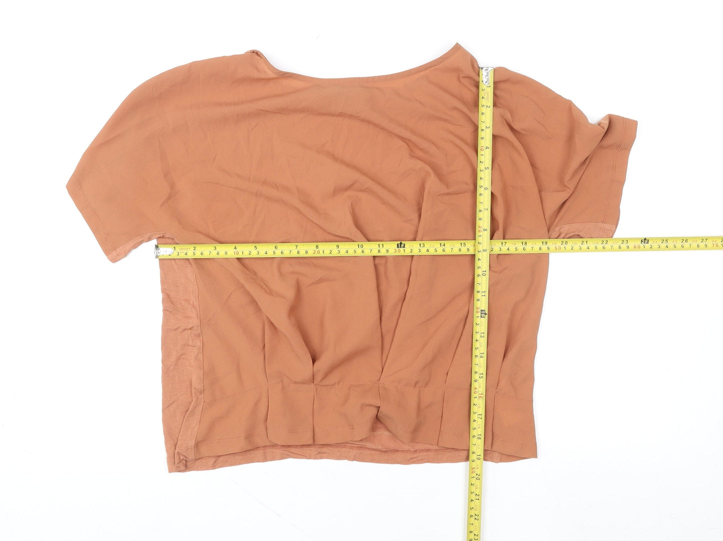 French Connection Womens Brown Relaxed Fit Boat Neck T-Shirt M