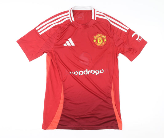 Adidas Men Red Manchester United Slim Fit Football Jersey S