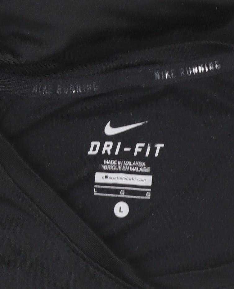 Nike Men’s Black Dri-FIT Running T-Shirt Size L Moisture Wicking