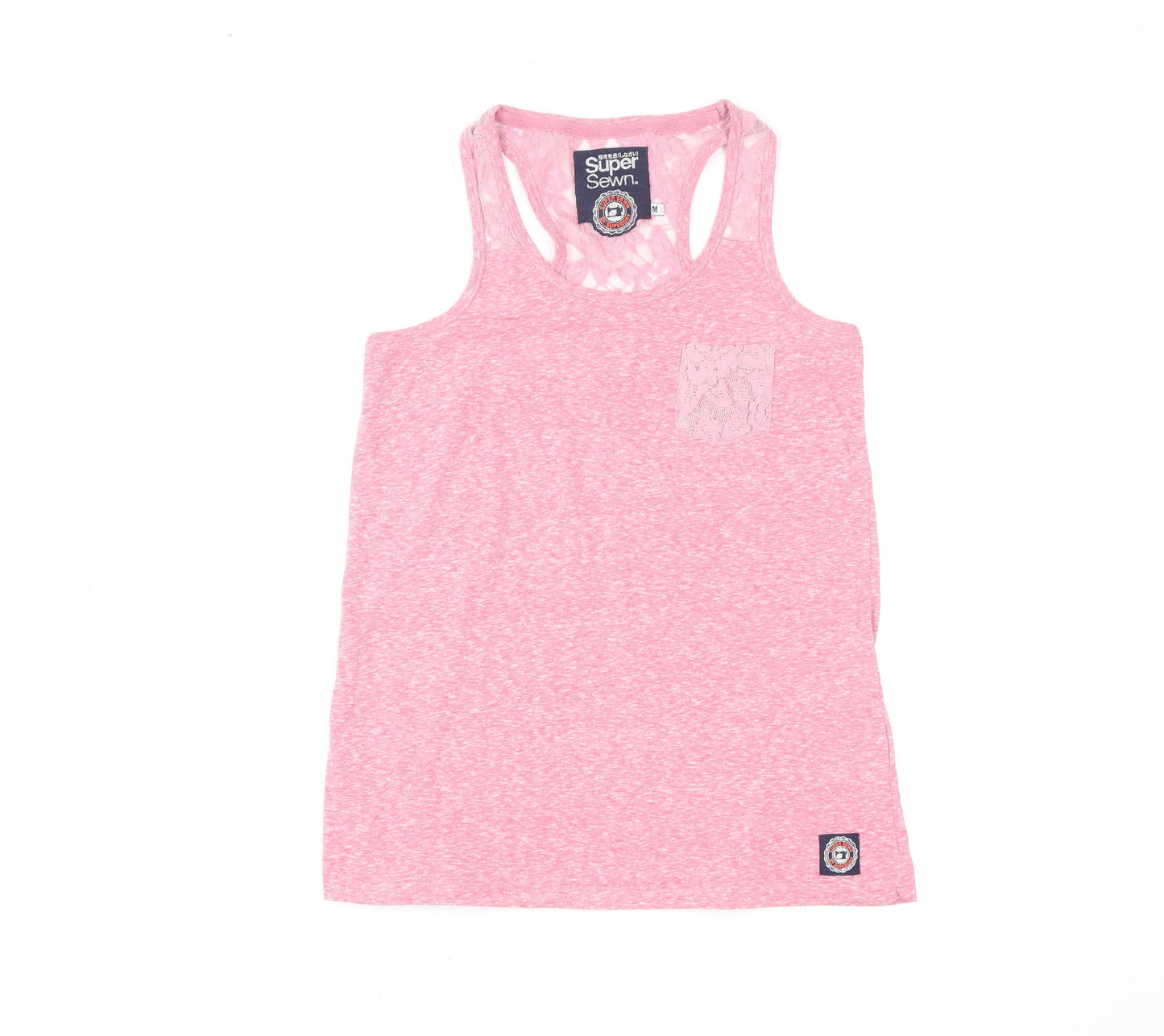 Superdry Women’s Pink Lace Racerback Tank Top Size M