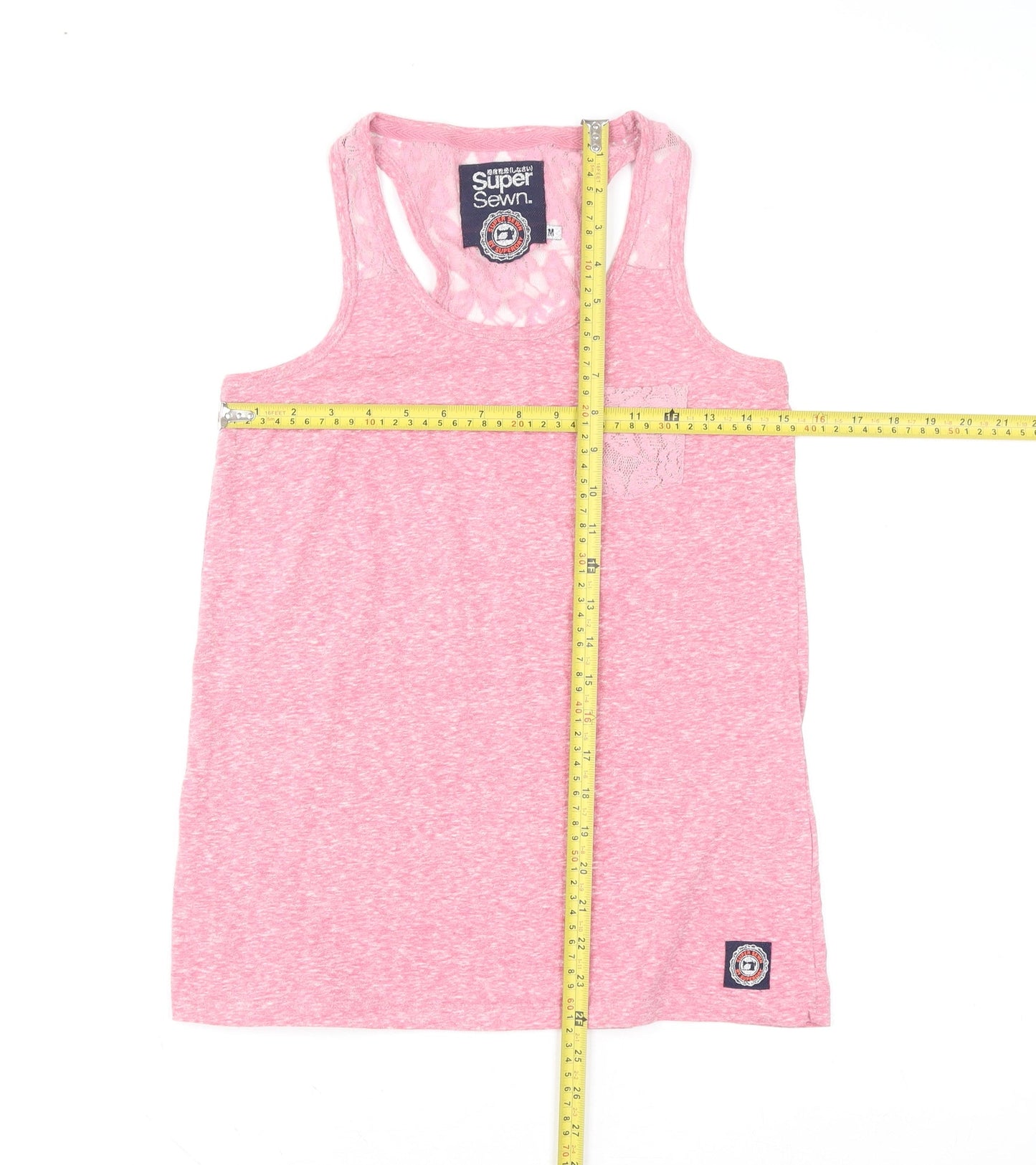 Superdry Women’s Pink Lace Racerback Tank Top Size M