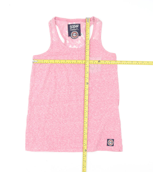 Superdry Women’s Pink Lace Racerback Tank Top Size M