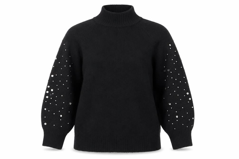 Sweewē Paris Women’s Black Beaded High Neck Knit Jumper M