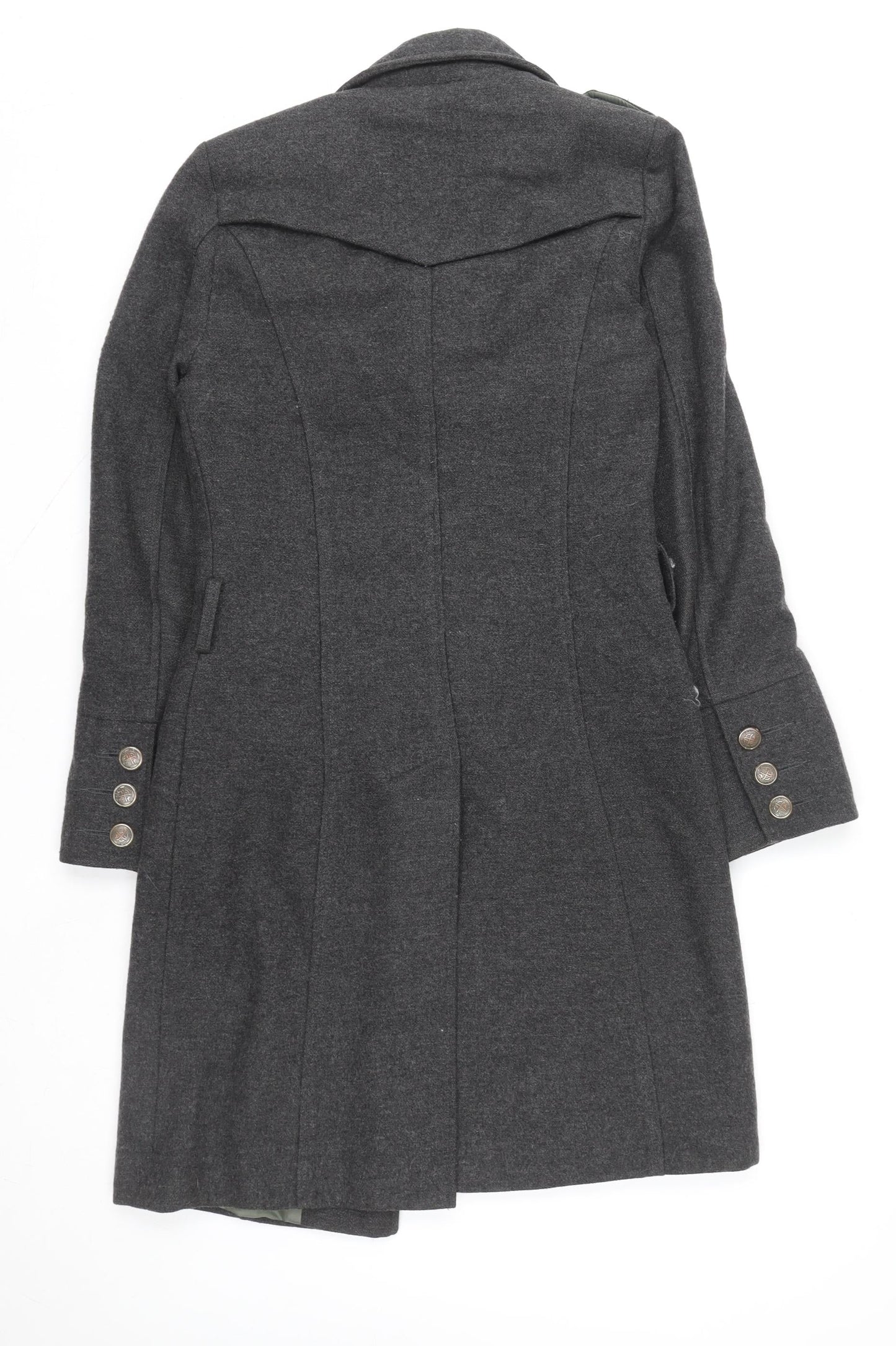 Sailor Women's Grey Wool Blend Military Coat Size 8 Long Lined