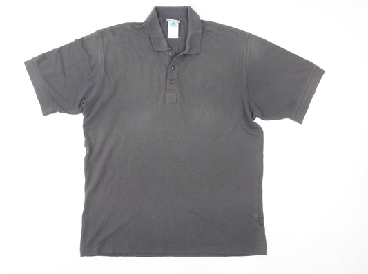 Adidas Men's Grey Cotton Blend Short Sleeve Polo Shirt L