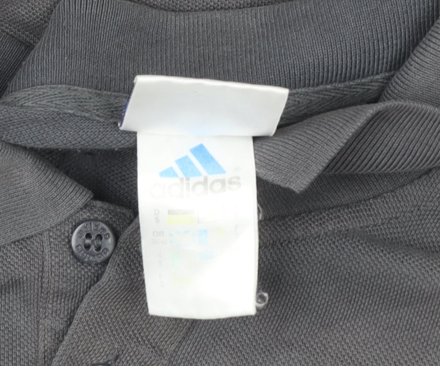 Adidas Men's Grey Cotton Blend Short Sleeve Polo Shirt L