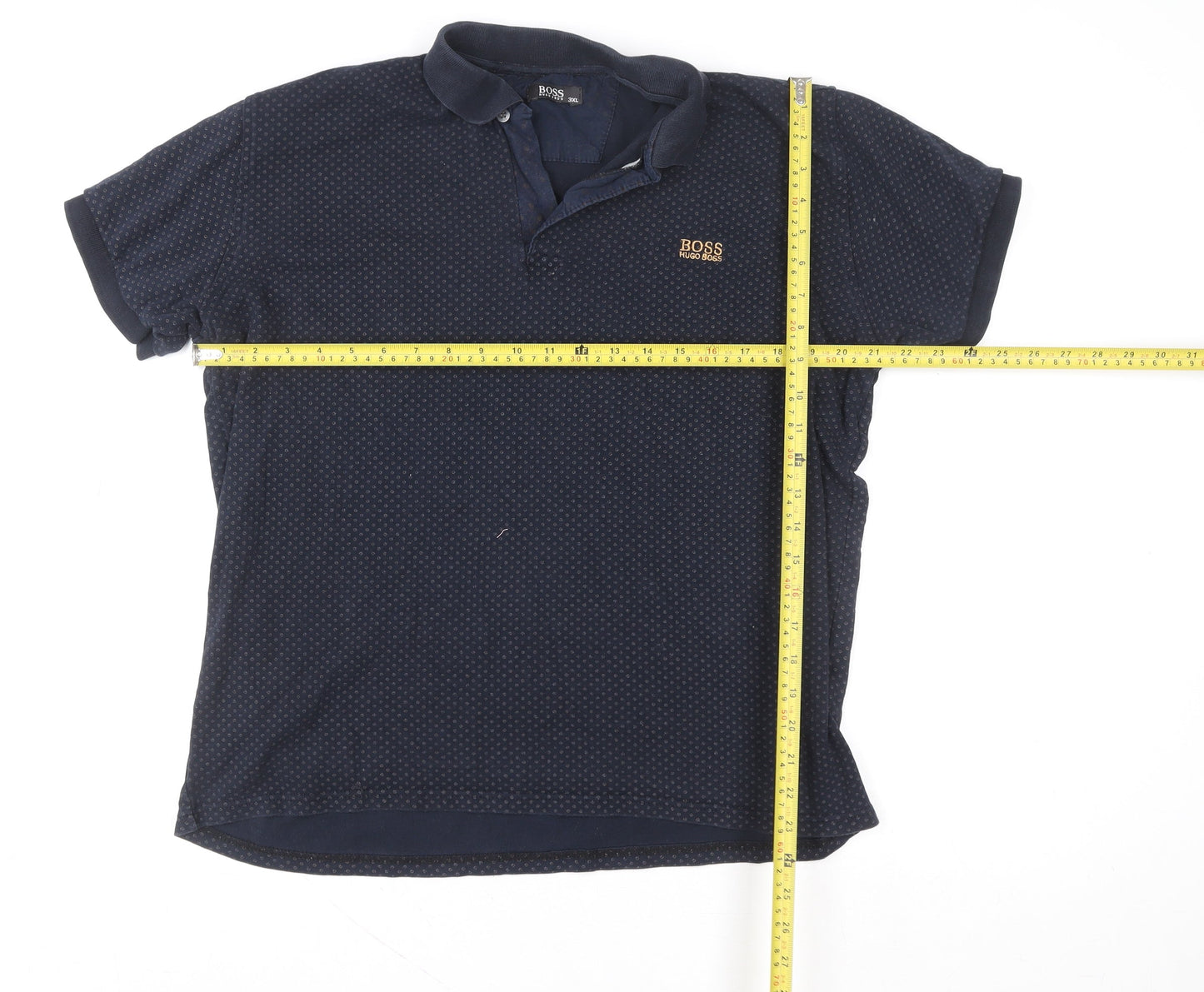 Hugo Boss Men’s Blue 3XL Cotton Geometric Polo Shirt