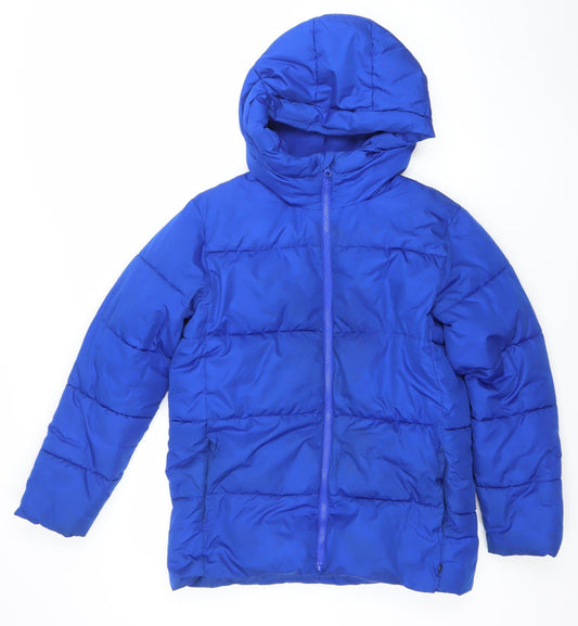 GAP Kids Boys Blue Hooded Puffer Jacket XXL Winter Water Resistant