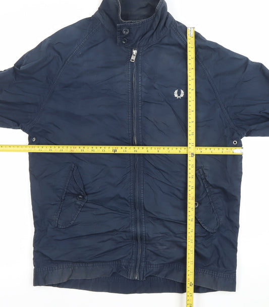 Fred Perry Men's Blue Cotton Bomber Jacket M Classic Zip Style