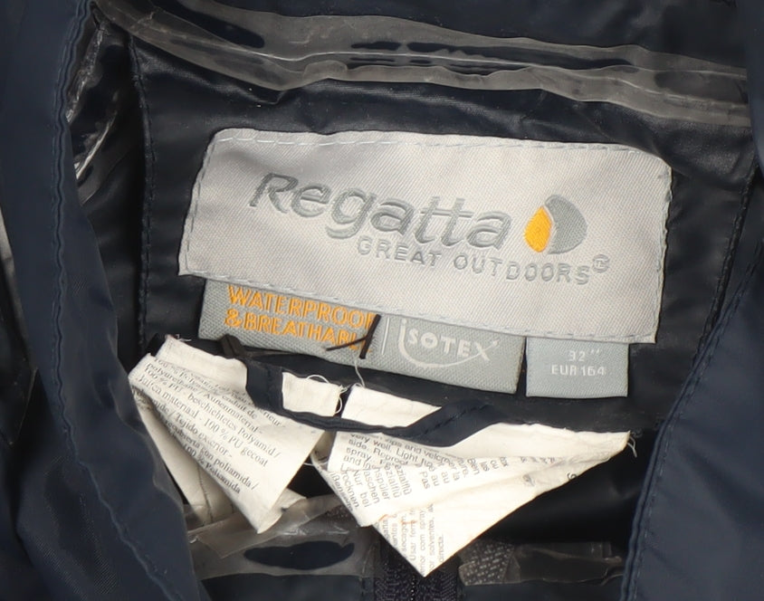Regatta Men Blue Waterproof Hooded Rain Jacket Size 164