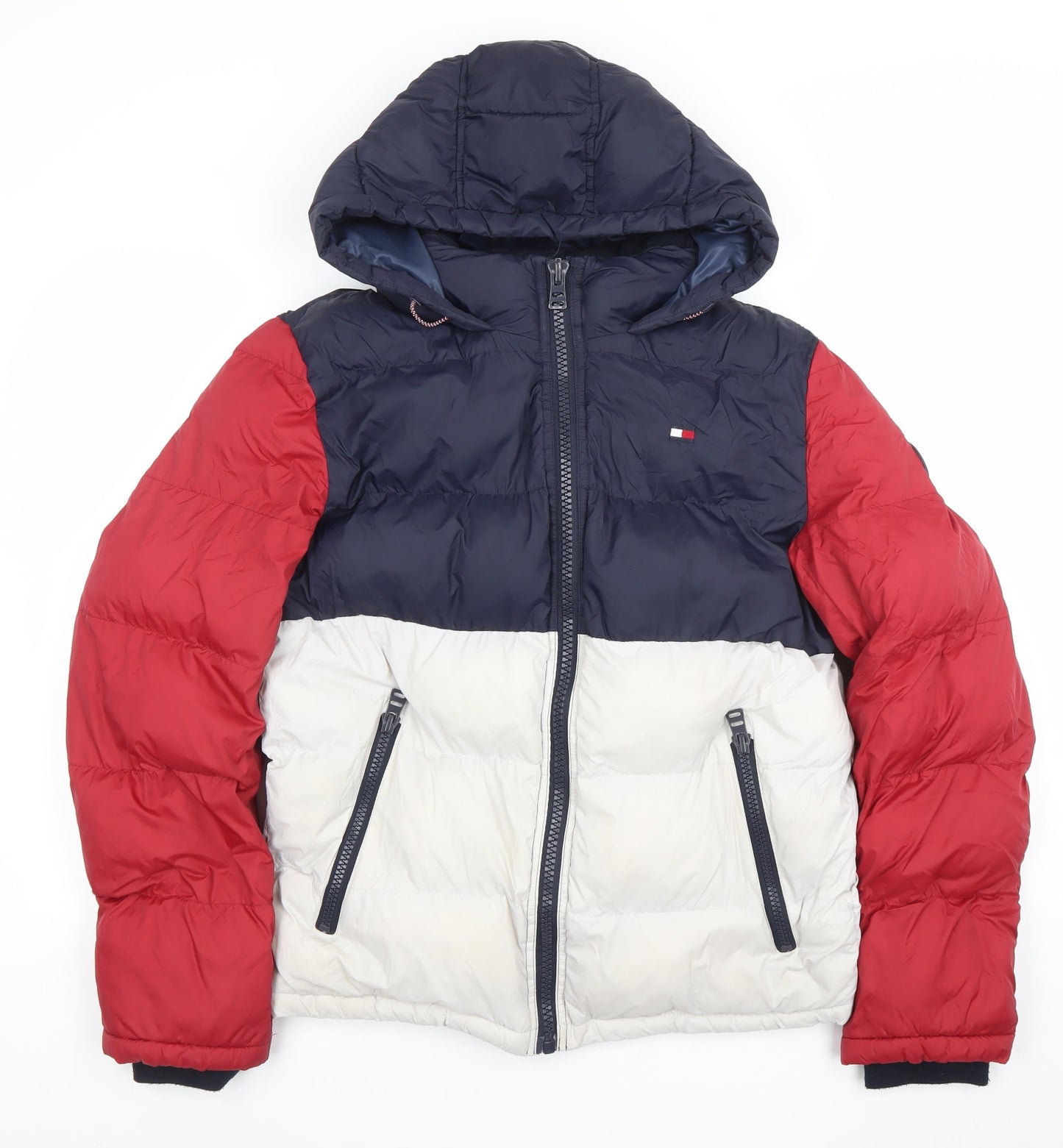 Tommy Hilfiger Men's Multicoloured Hooded Puffer Jacket Size S