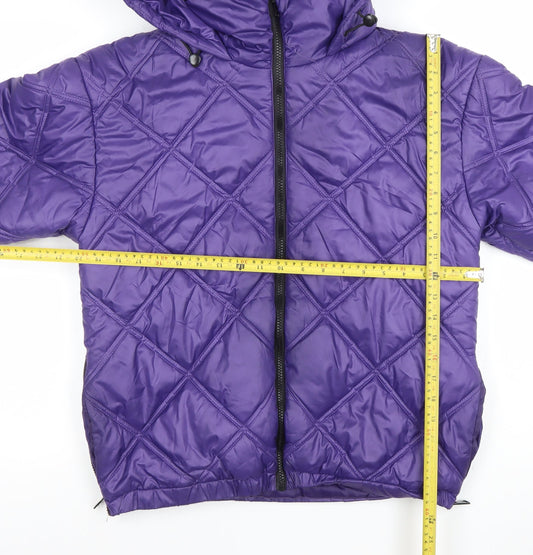 Kenneth Cole Women's Purple Quilted Hooded Puffer Jacket Size M