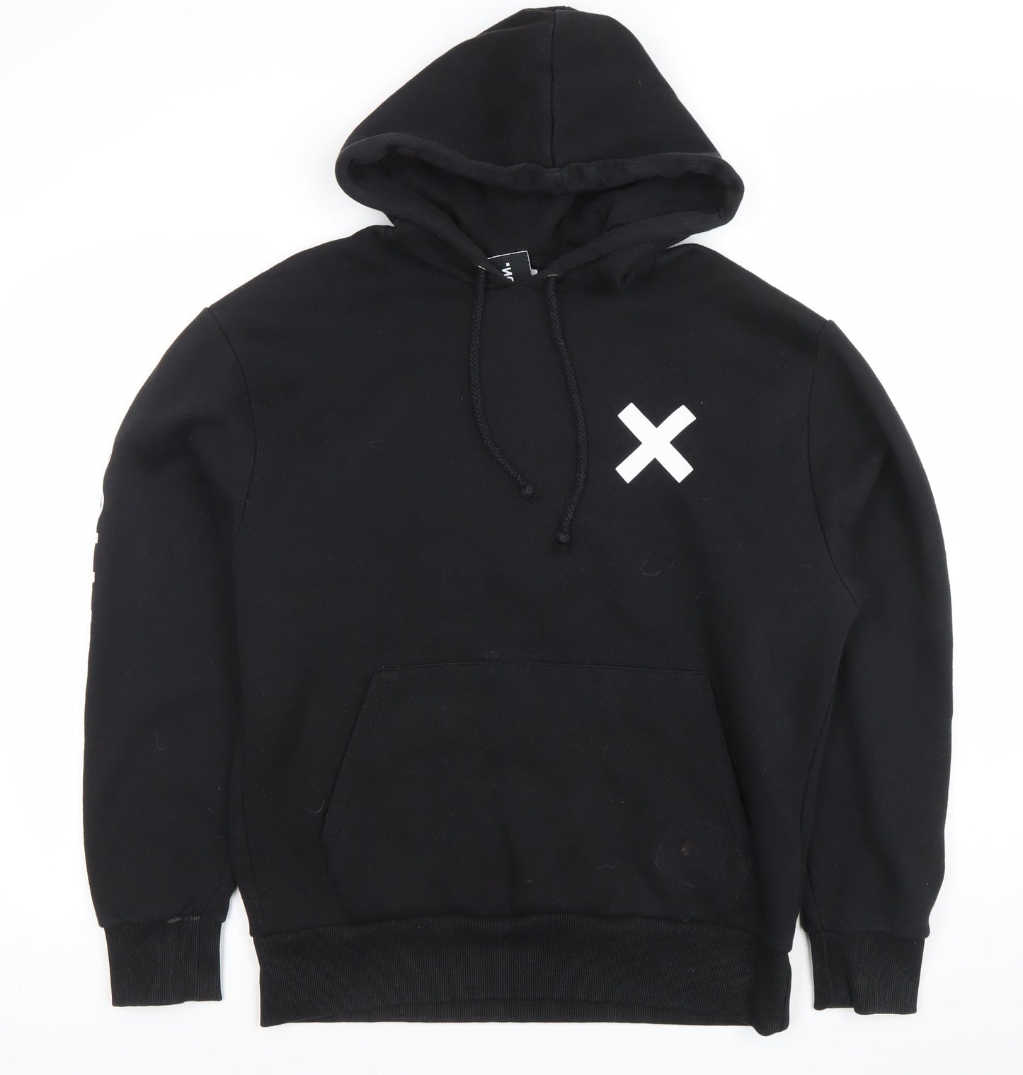 Collusion Men's Black Pullover Hoodie S Regular Fit Graphic Streetwear