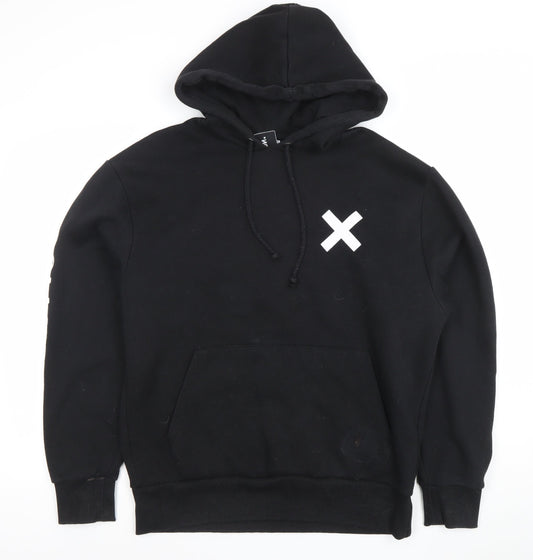 Collusion Men's Black Pullover Hoodie S Regular Fit Graphic Streetwear