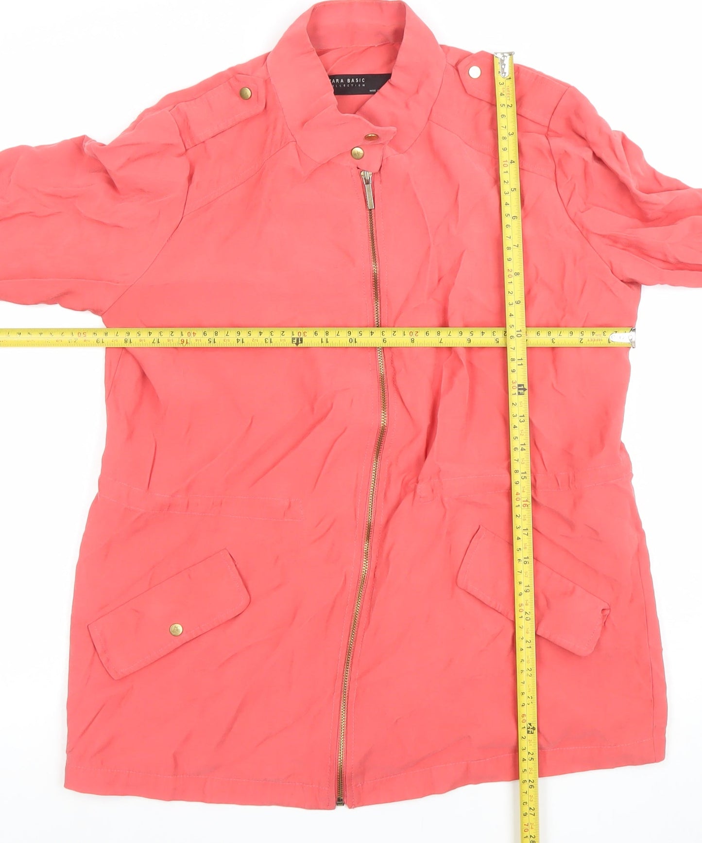 Zara Womens Pink Mid-Length Viscose Parka Jacket Size 12