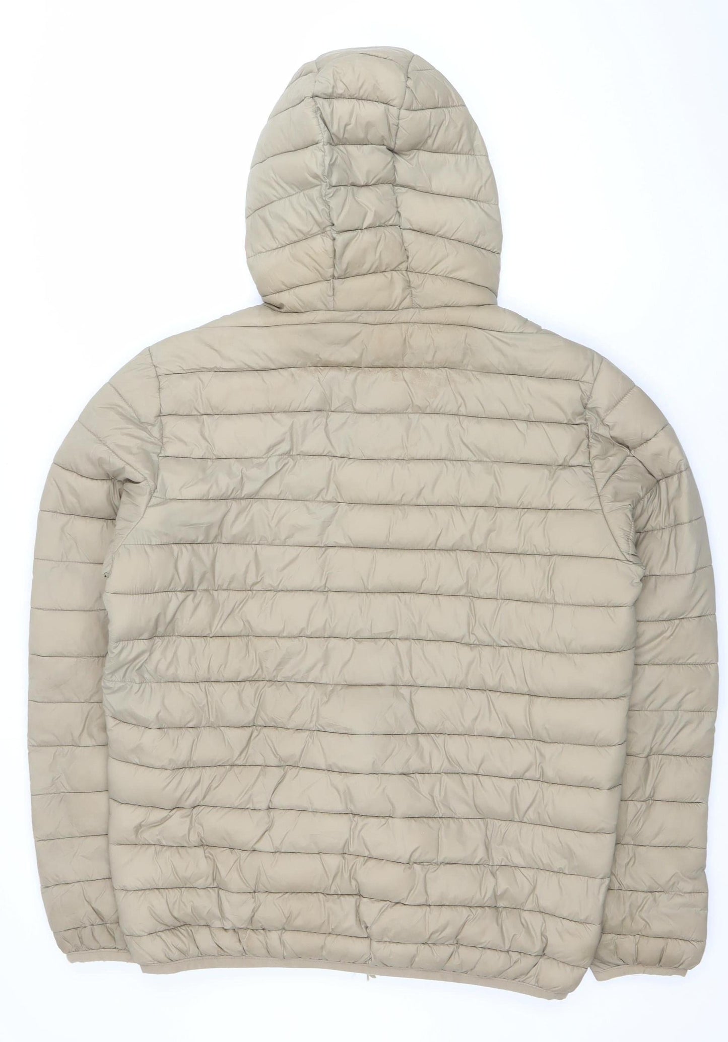 H&M Men Beige Hooded Lightweight Puffer Jacket L 42in