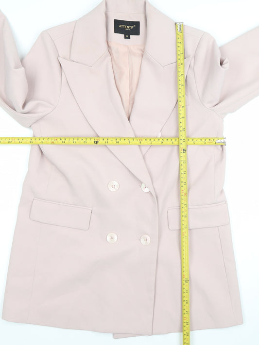 Attentif Paris Women’s Beige Double-Breasted Blazer Size 8 Classic Fit
