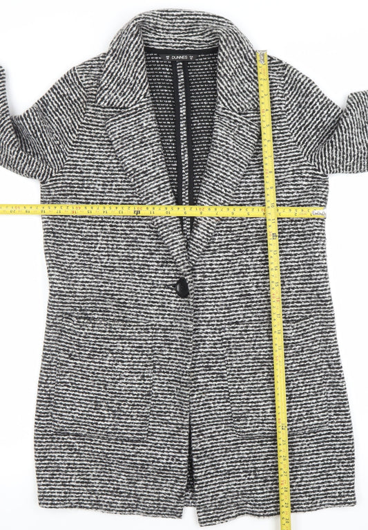 Dunnes Stores Women's Black Striped Wool Blend Mid-Length Coatigan S