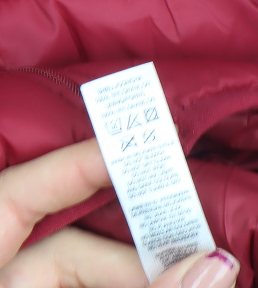 Dunnes Stores Womens Red Hooded Puffer Jacket L Shower Resistant