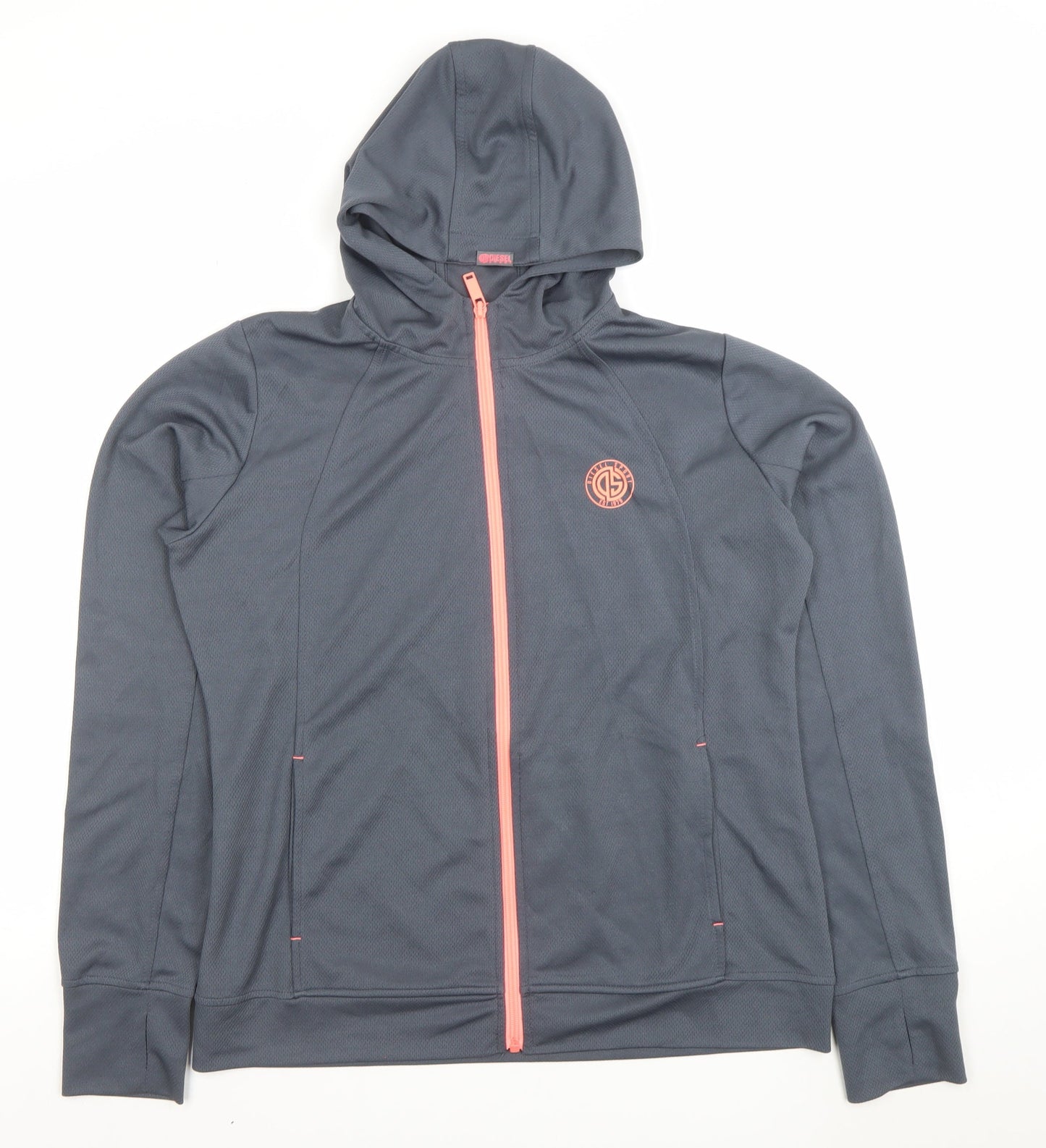 Womens UK XL Regular Diesel Grey Full Zip Hoodie
