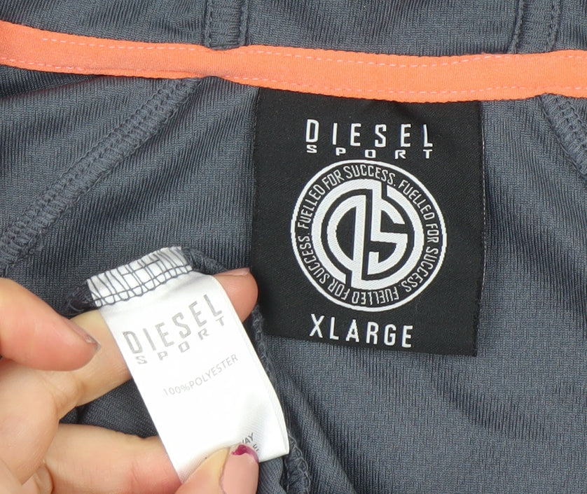 Womens UK XL Regular Diesel Grey Full Zip Hoodie