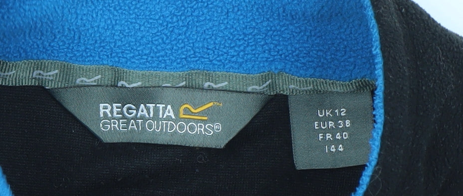 Regatta Great Outdoors Black Fleece 1/4 Zip Sweatshirt UK 12 Women