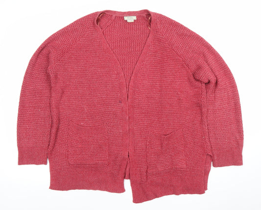 Womens UK 12 Relaxed Fat Face Pink Cardigan Chunky-Knit