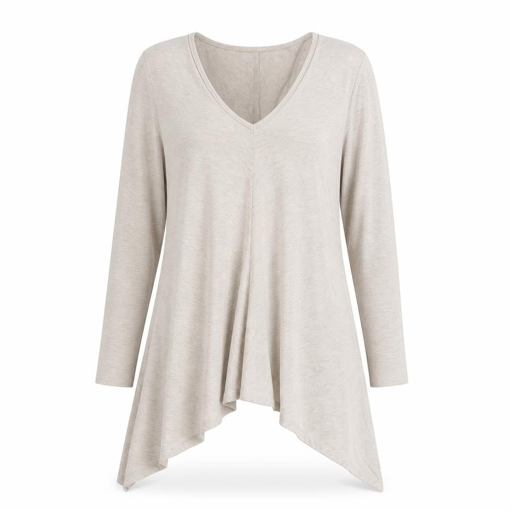 Pure Collection Women’s Beige Long Sleeve V-Neck Tunic Blouse Size 12