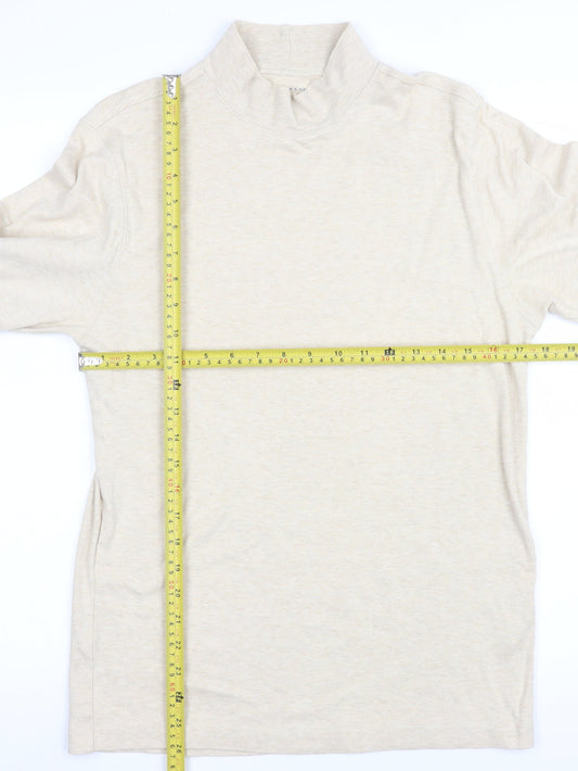 Lands' End Men's Beige Long Sleeve Mock Neck Cotton Top Size S
