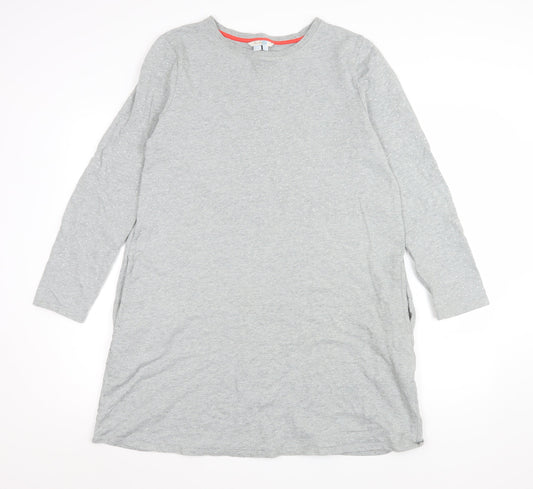 Boden Women Grey T-Shirt Dress Size 14 Cotton Long Sleeve Casual