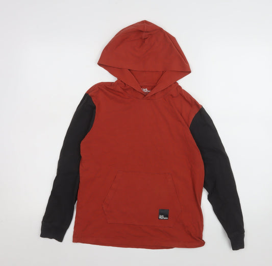 Jack Wolfskin Boys Red & Black Pullover Hoodie Size 11-12 Years Cotton