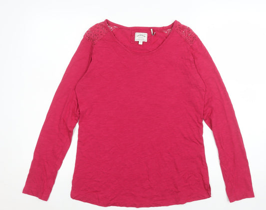 Womens UK Size 12 FatFace Red Cotton Blend T-Shirt