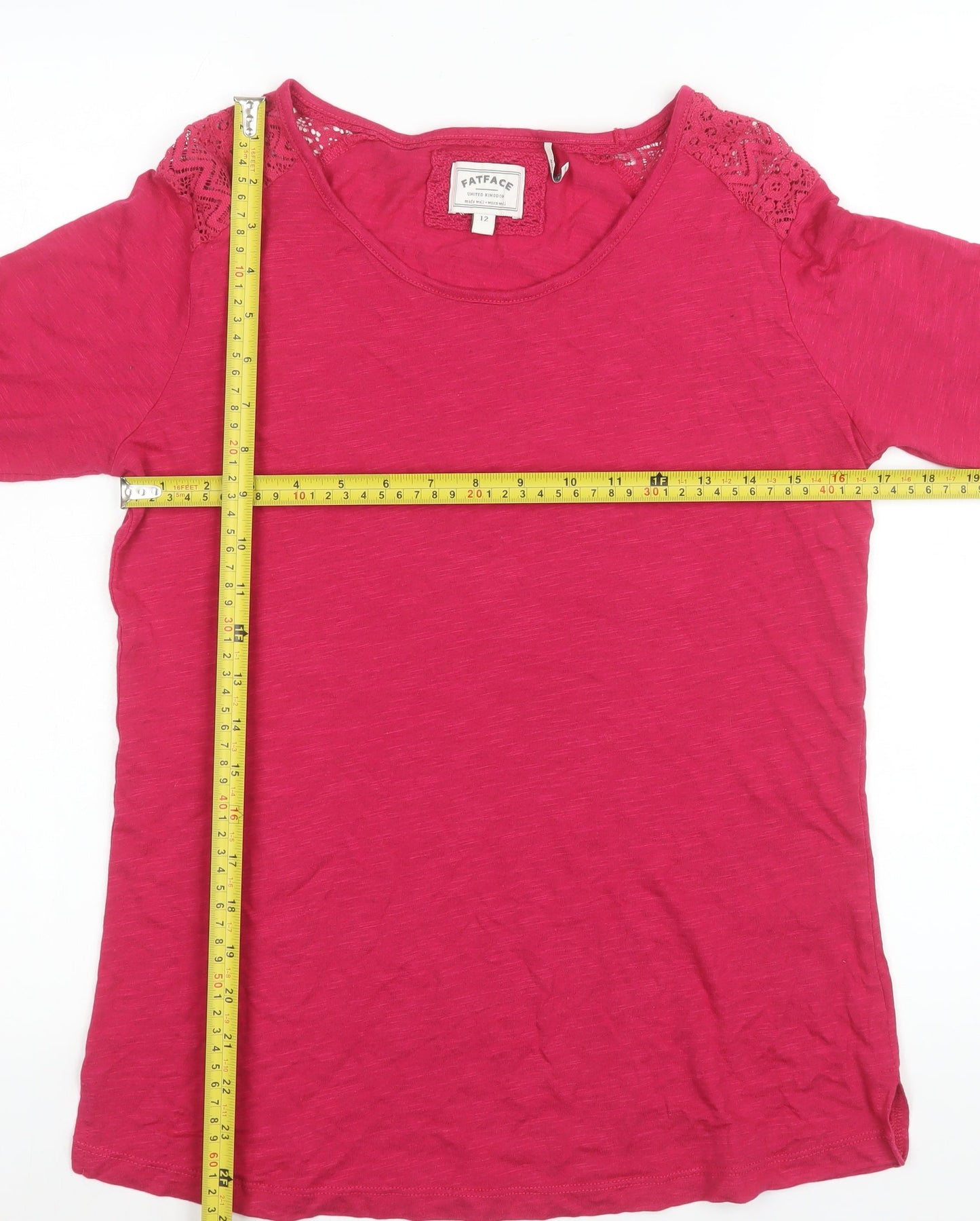 Womens UK Size 12 FatFace Red Cotton Blend T-Shirt