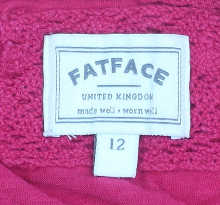 Womens UK Size 12 FatFace Red Cotton Blend T-Shirt