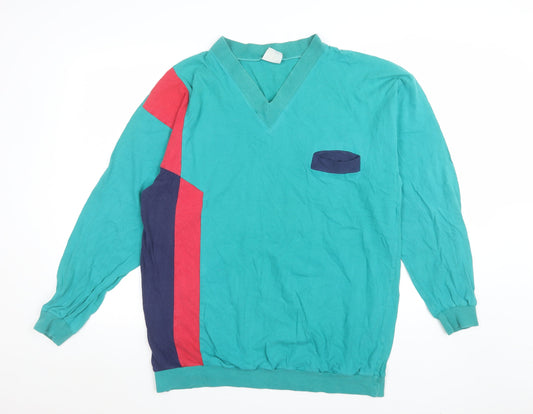 Key Elements Women’s Teal Colourblock V-Neck Pullover Sweatshirt L
