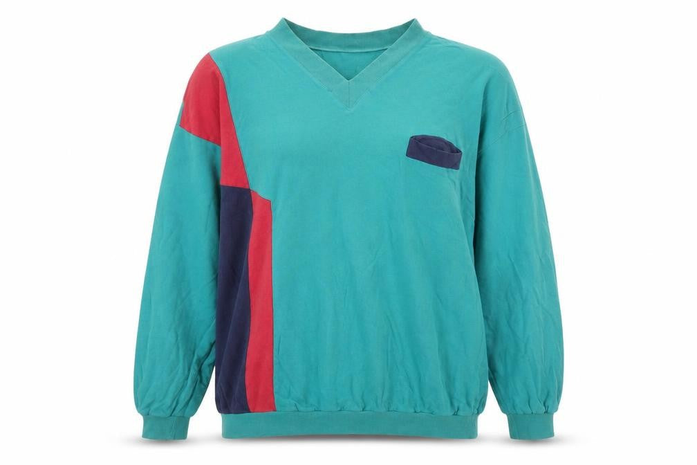 Key Elements Women’s Teal Colourblock V-Neck Pullover Sweatshirt L