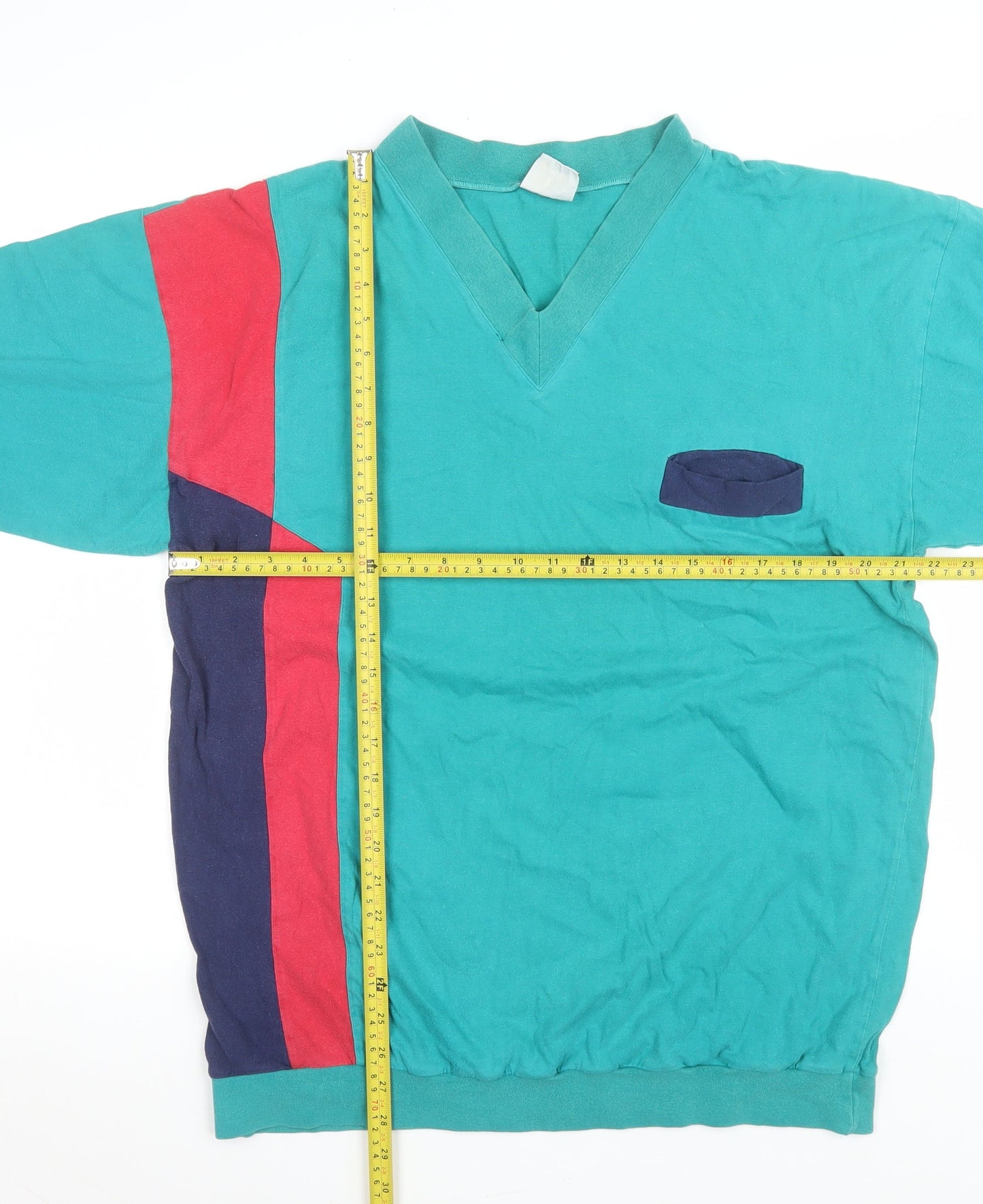 Key Elements Women’s Teal Colourblock V-Neck Pullover Sweatshirt L
