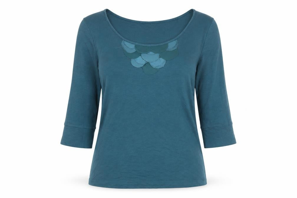 Banana Republic Women Blue Scoop Neck Stretch Jersey Top L