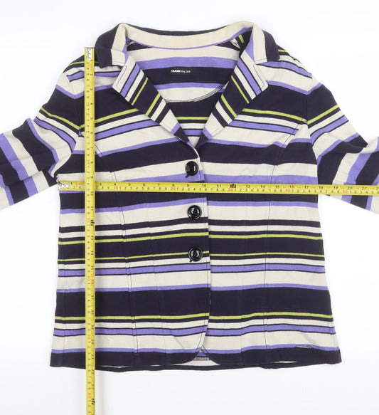 Frank Walder Women’s Multicoloured Striped Cotton Blazer Size 18