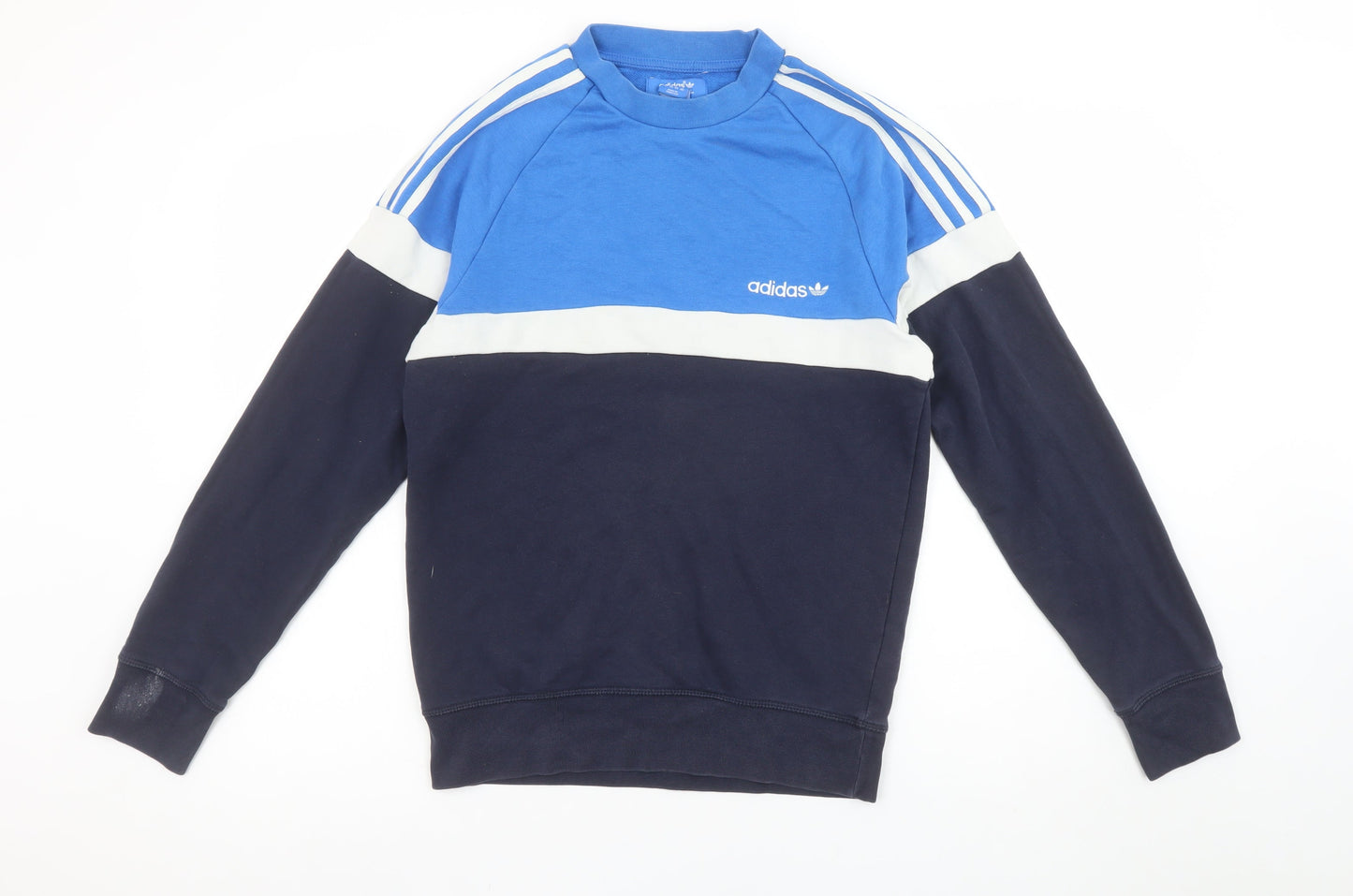 Adidas Men's Blue Colour Block Crew Neck Sweatshirt XS