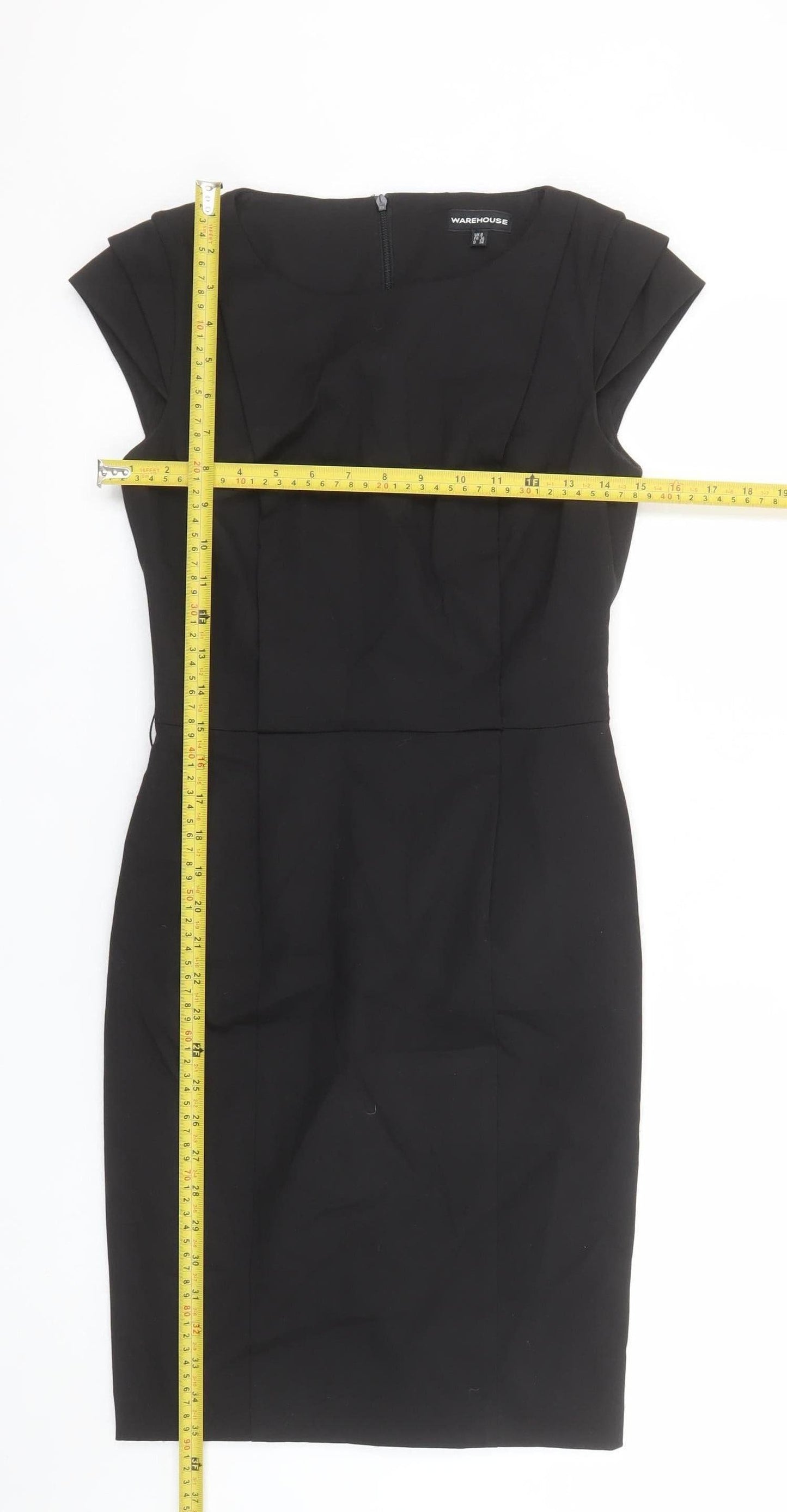 Warehouse Women Black Size 8 Sheath Knee Length Dress