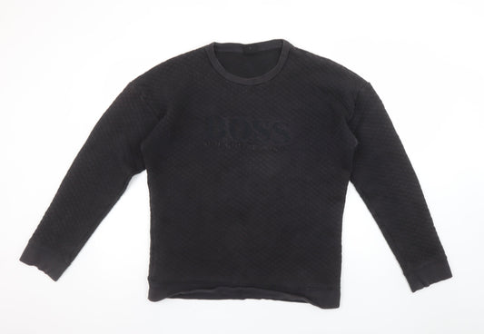 Hugo Boss Men's Black Quilted Cotton Sweatshirt Size L