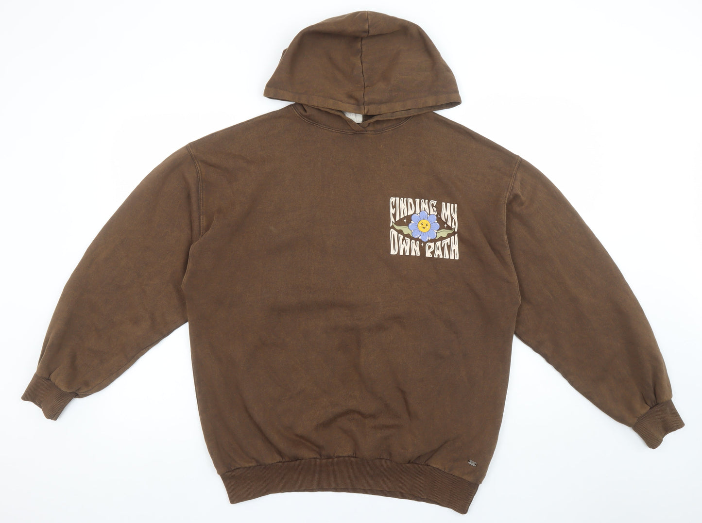 Pull&Bear Teen Brown 'Finding My Own Path' Hoodie Size S
