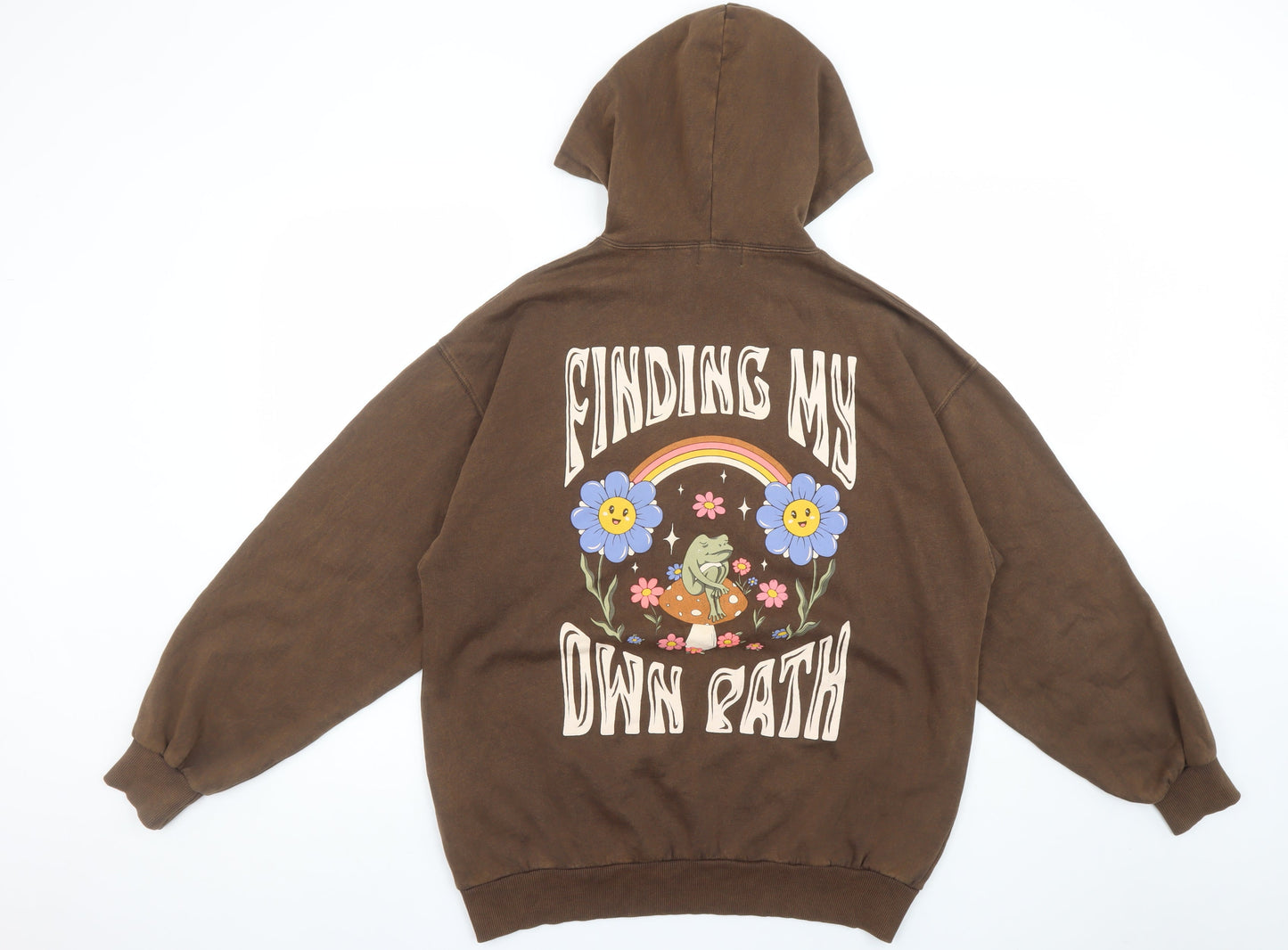 Pull&Bear Teen Brown 'Finding My Own Path' Hoodie Size S