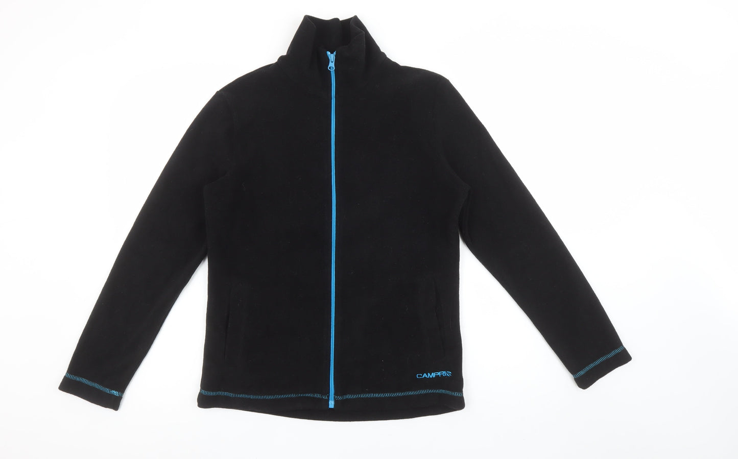 Campri Women Black Fleece Full Zip Jacket Size 8