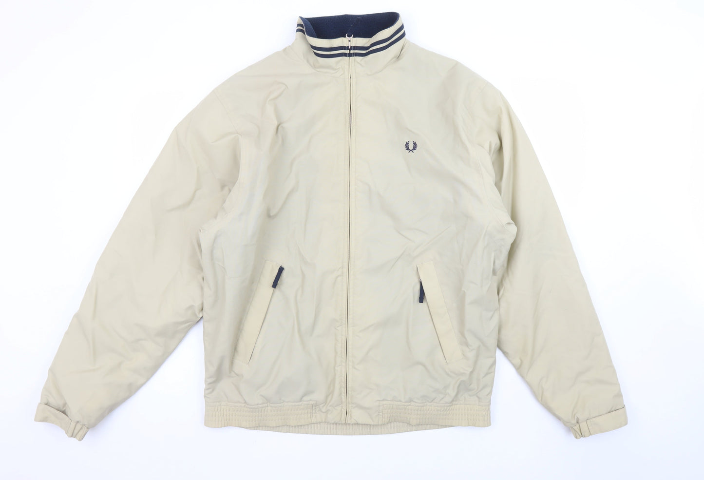 Fred Perry Men's Beige Bomber Jacket M Regular Fit Classic Zip